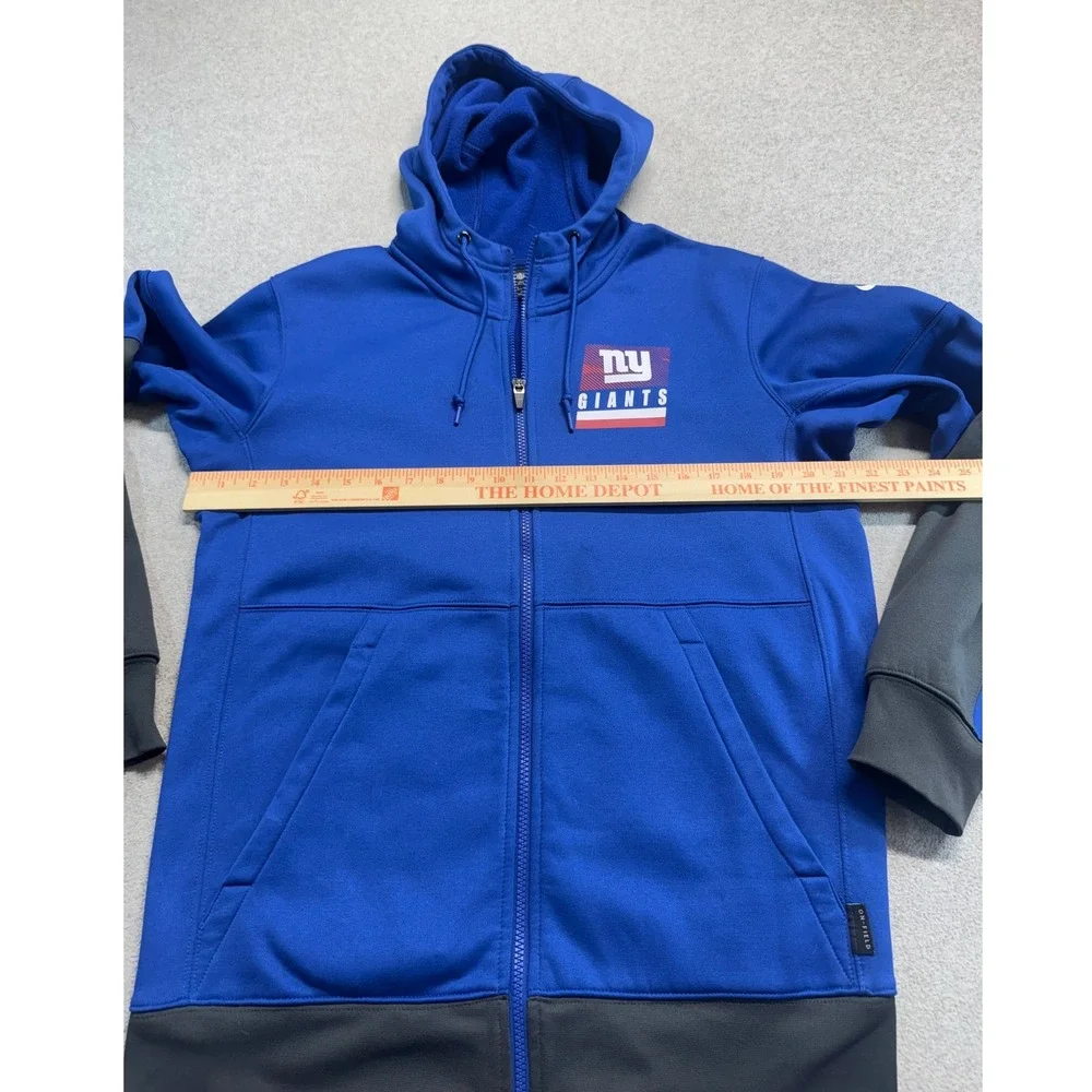 Nike New York Giants Hoodie Mens M Dri-FIT NFL On Field Full Zip Blue Gray Cozy